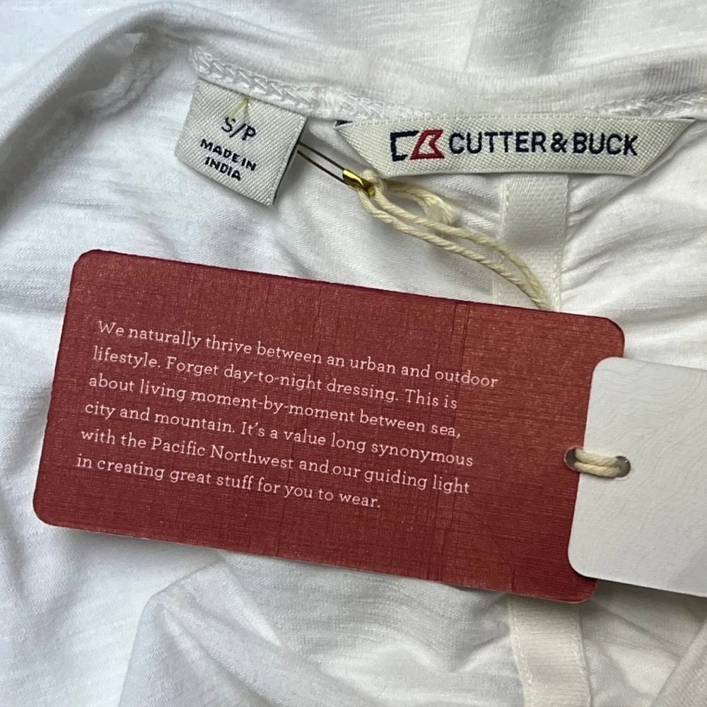 Cutter & Buck Knit Top S White Graphic Long Sleeve Athleisure Sporty Comfort NEW - Picture 12 of 13